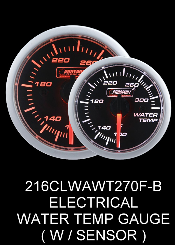 52mm 7-Color Electric Water Temp Gauge °F – Silver, W/ Sensor, 100-300°F, AFA Motors