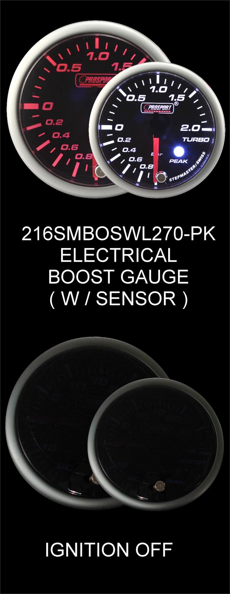 52mm Metric Electrical Boost Gauge with Warning and Peak